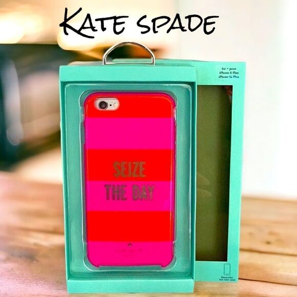 KATE SPADE NEW HYBRID HARDSHELL IPHONE CASE FITS 6 PLUS/6S PLUS SEIZE THE DAY - Picture 1 of 7